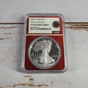 2025 S Silver Eagle PF69 Ultra Cameo Advance Release NGC Certified